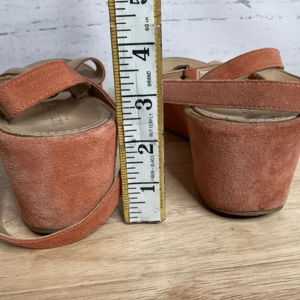 Sundance Platform Sandals Women's 10 Burnt Orange SuedeLeather Ankle Strap Italy